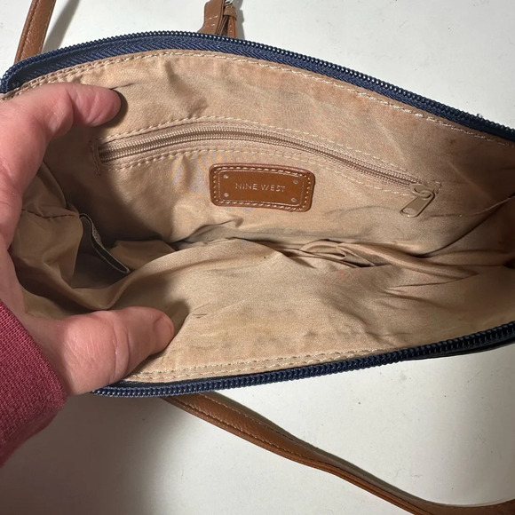 Blue and Yellow Artistic Crossbody Bag with Geometric Design - Picture 6 of 6